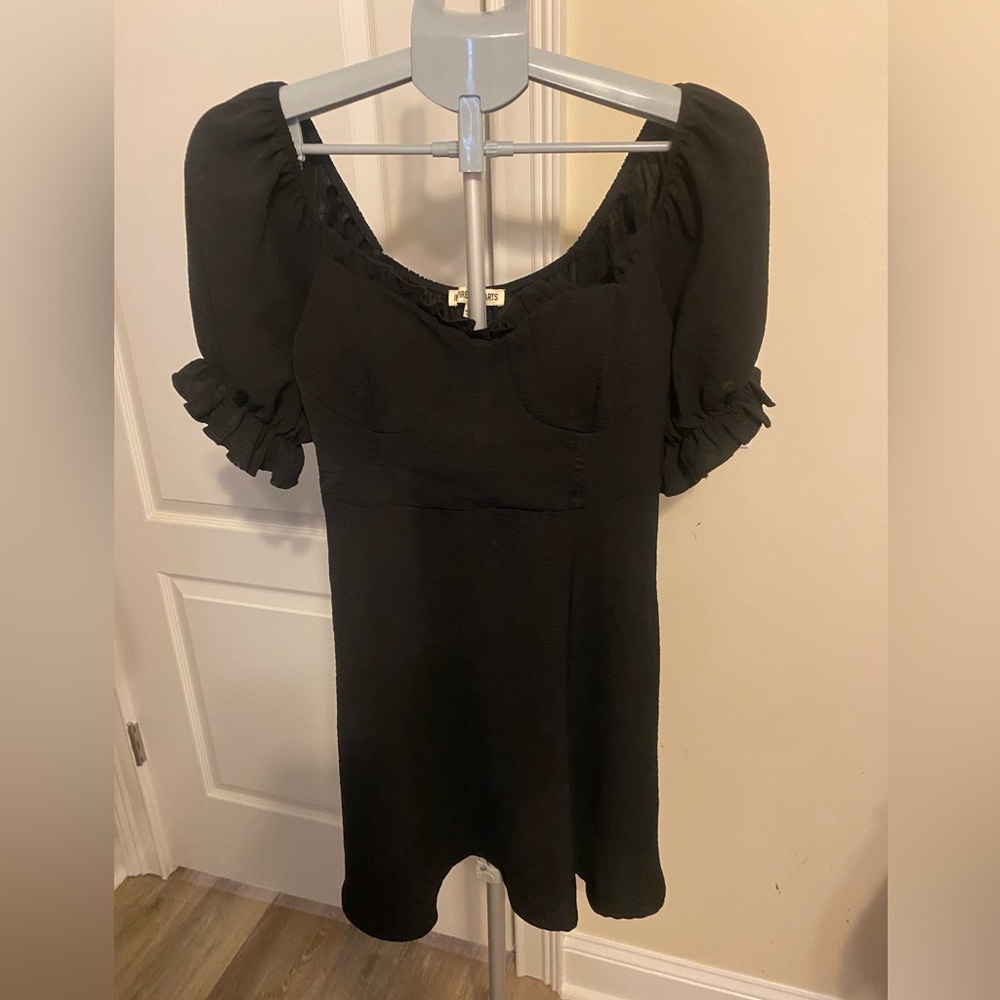 Cute & Fun Black Puff Sleeve Dress